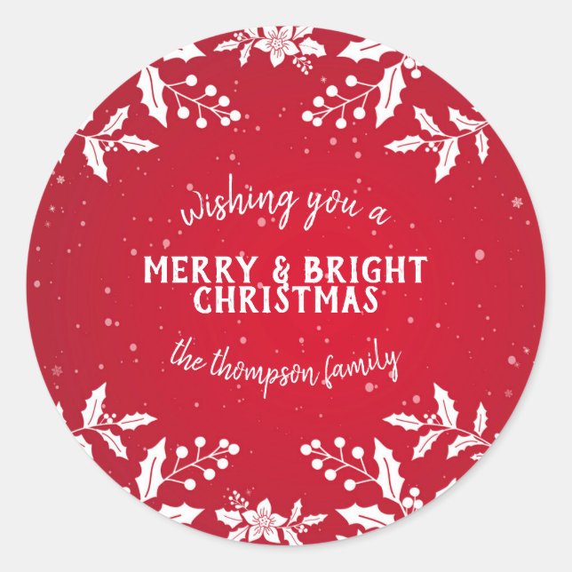 Holly Red and White Festive Stickers (Front)