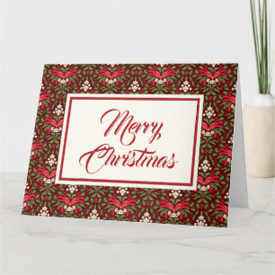 Holly, Red Berries & Ribbon Downloadable Vintage Card