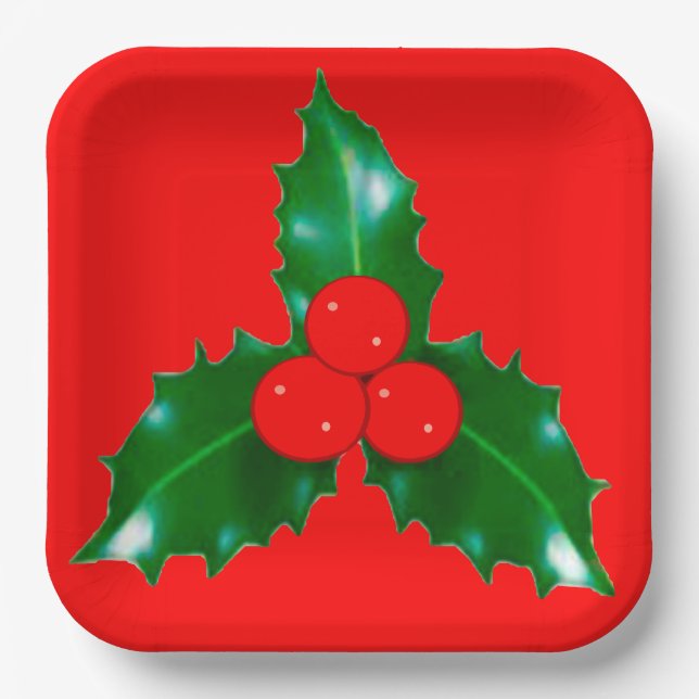 Holly Red Paper Plates (Front)