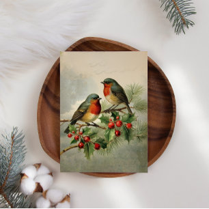 Holly Robin Birds Business Christmas Carte de vaca
