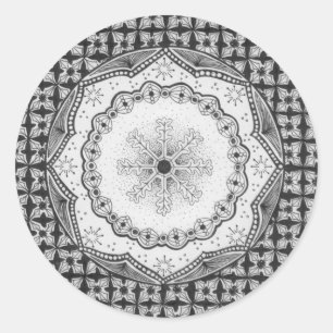 Holly & Snowflake Round Sticker