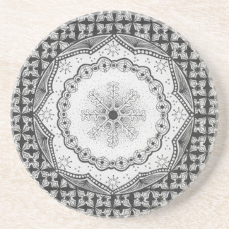 Holly & Snowflake Sandstone Coaster