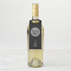 Holly Sprig and Robin, Christmas Bottle Tag