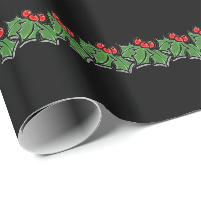Holly Sprigs Wrapping Paper (Roll Corner)