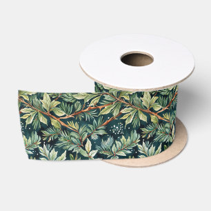 Holly, Spruce, Snow Green Satin Ribbon