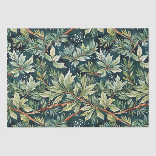 Holly, Spruce, Snow Green Tissue Paper (Front)