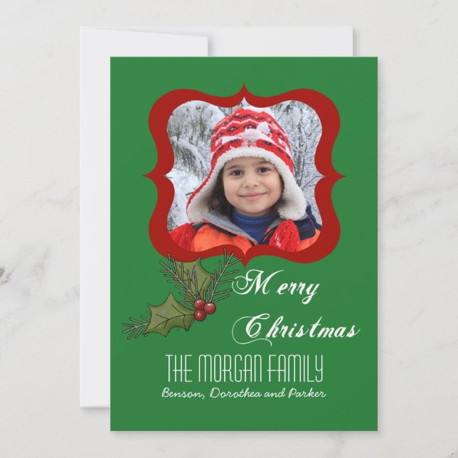 Holly Square Photo Card (Front)