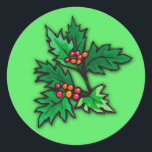 Holly Stickers for the Holidays<br><div class="desc">A pretty sprig of holly on a green background. Stickers have hundreds of uses! Seal an envelope, a Christmas card, a holiday letter. Decorate a gift. Create your own wrapping paper. Use stickers instead of tape for gift wrapping. Give a page of stickers as a stocking stuffer. Kids love them!...</div>