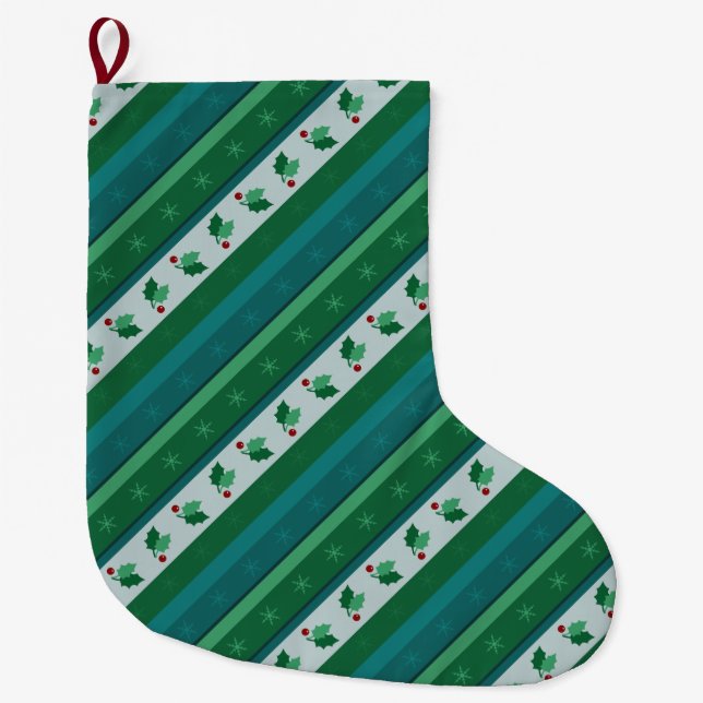 Holly Striped Stocking (Front)