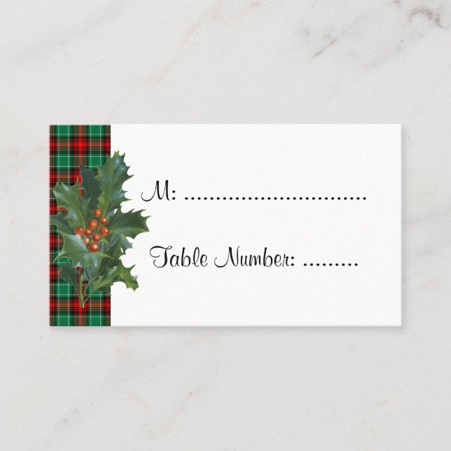 Holly sur Red Green Plaid Cartes de table personna (Devant)