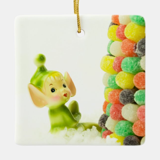 Holly the Pixie Elf Ceramic Ornament (Front)