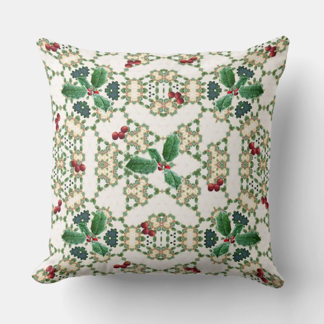 Holly time throw pillow (Front)