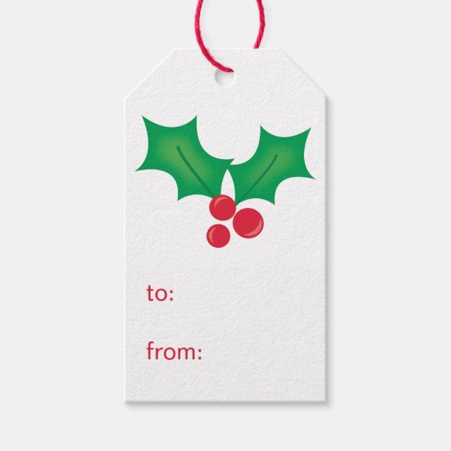 Holly To From Gift Tags (Front)