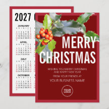 Holly Tree Business Logo Calendar Merry Christmas