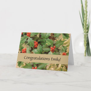 Holly Tree Christmas Holiday Vintage Card