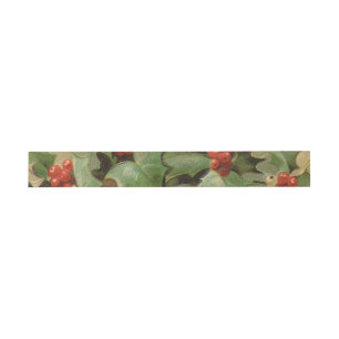 Holly Tree Christmas Holiday Vintage Invitation Belly Band