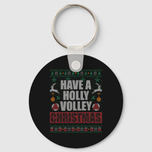 Holly Volley Volleyball Ugly Christmas Xmas Mens W Keychain