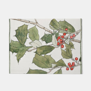 Holly Watercolor Painting, Hannah Borger Overbeck Doormat