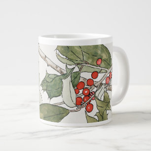 Holly Watercolor Painting, Hannah Borger Overbeck Large Coffee Mug