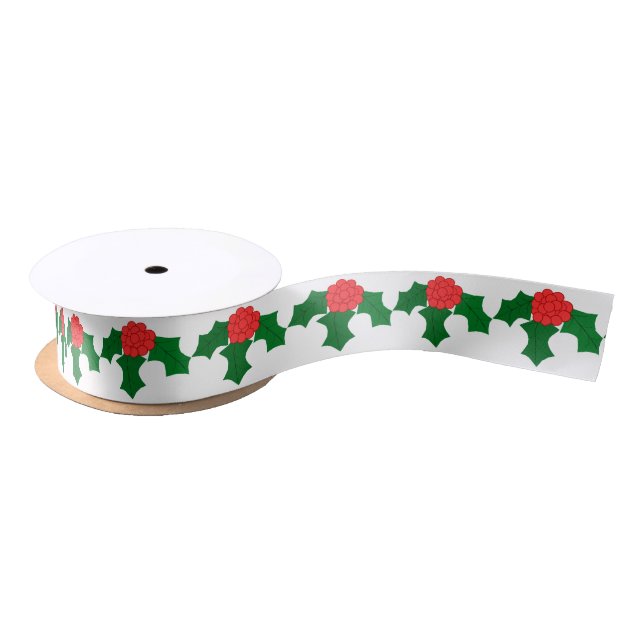 Holly White Ribbon Satin Ribbon (Spool)