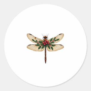Holly Winged Dragonfly Classic Round Sticker