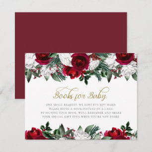 HOLLY Winter Christmas Burgundy Books for Baby Invitation