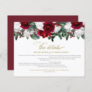 HOLLY Winter Christmas Burgundy Wedding Details Invitation