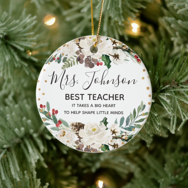 Holly Winter Meilleur ornement enseignant (Arbre)