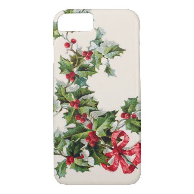 Holly Winterberry Red Ribbon Case-Mate iPhone Case (Back)