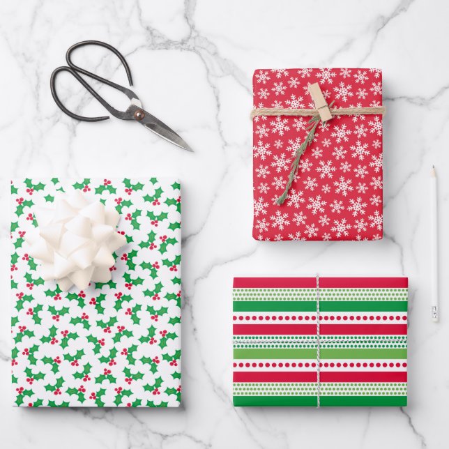 Holly Wrapping Paper Sheet (Front)