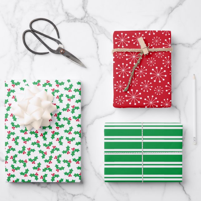 Holly Wrapping Paper Sheet (Front)