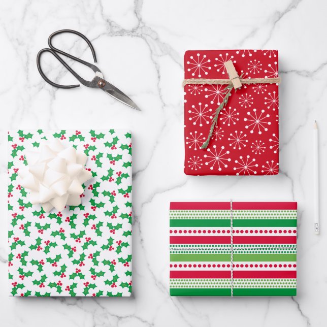 Holly Wrapping Paper Sheet (Front)