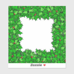 Holly Wreath Border Dark Green and Red