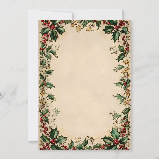 Holly Wreath Centre Frame Invitation (Front)