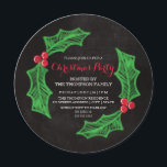 Holly Wreath Chalkboard Christmas Party Invitation<br><div class="desc">Charming invitation to a Christmas party,  with the text inside a holly wreath.</div>