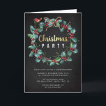 Holly Wreath Chalkboard Christmas Party Invitation<br><div class="desc">Holly Wreath Chalkboard Christmas Party by Yule4Yall.</div>