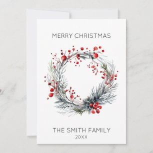 Holly Wreath Christmas Card