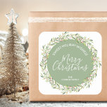Holly Wreath Christmas Homemade Holiday Baking Square Sticker<br><div class="desc">Create stickers to label your Christmas holiday homemade goods,  cookies,  candy,  treats,  party favours and more featuring a holly and berries wreath and your message in chic lettering.</div>