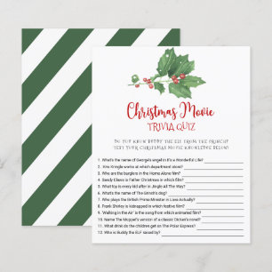 Holly Wreath Christmas Movie TRIVIA QUIZ Game Card