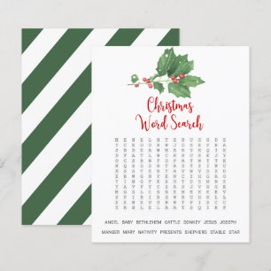 Holly Wreath Christmas Word Search Game