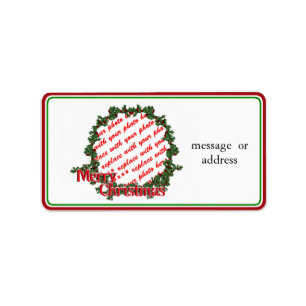 Holly Wreath Circle Photo Frame Label