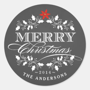 Holly Wreath Noël Chalkbot Typographie Étiquette
