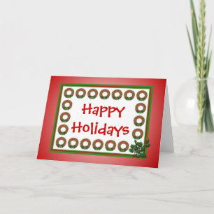 Holly Wreaths Holiday Card