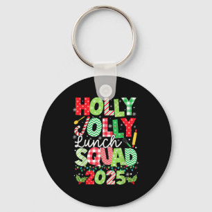 Holly Xmas Jolly Lunch Squad Funny Lunch Lady Chri Keychain