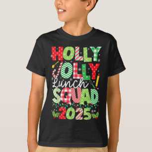 Holly Xmas Jolly Lunch Squad Funny Lunch Lady Chri T-Shirt