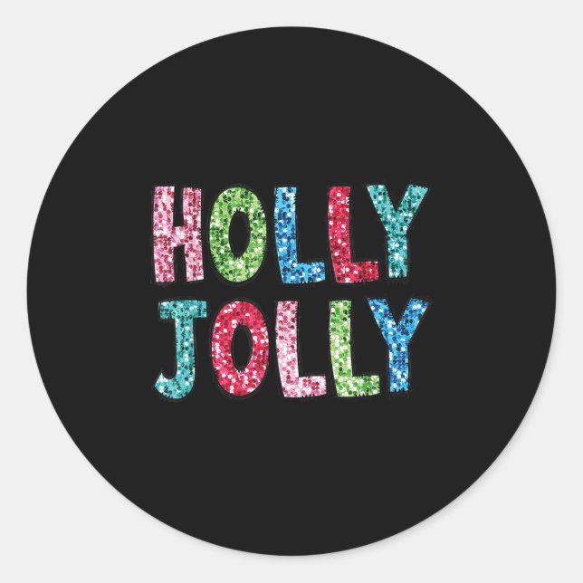 Holly Xmas Jolly Vibes Groovy Retro Hipe Christmas Classic Round Sticker (Front)