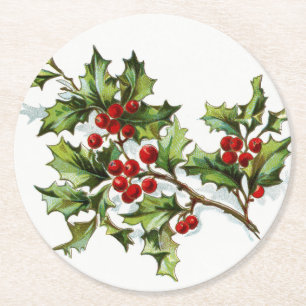HollyBerries20150802 Round Paper Coaster