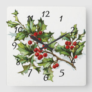 HollyBerries20150802 Square Wall Clock