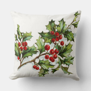 HollyBerries 001 Throw Pillow