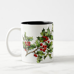 HollyBerries_001 Two-Tone Coffee Mug